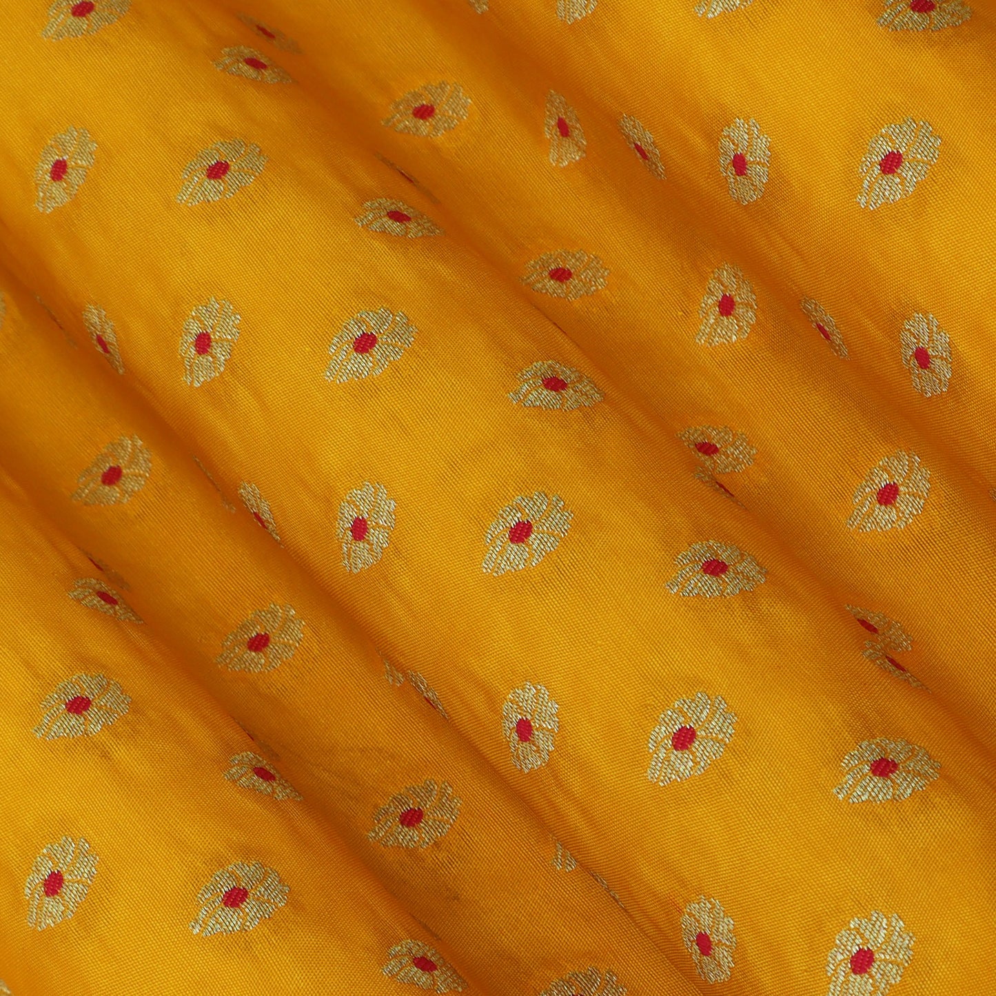 Yellow Color Katan Meena Booti Brocade Fabric