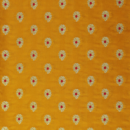 Yellow Color Katan Meena Booti Brocade Fabric