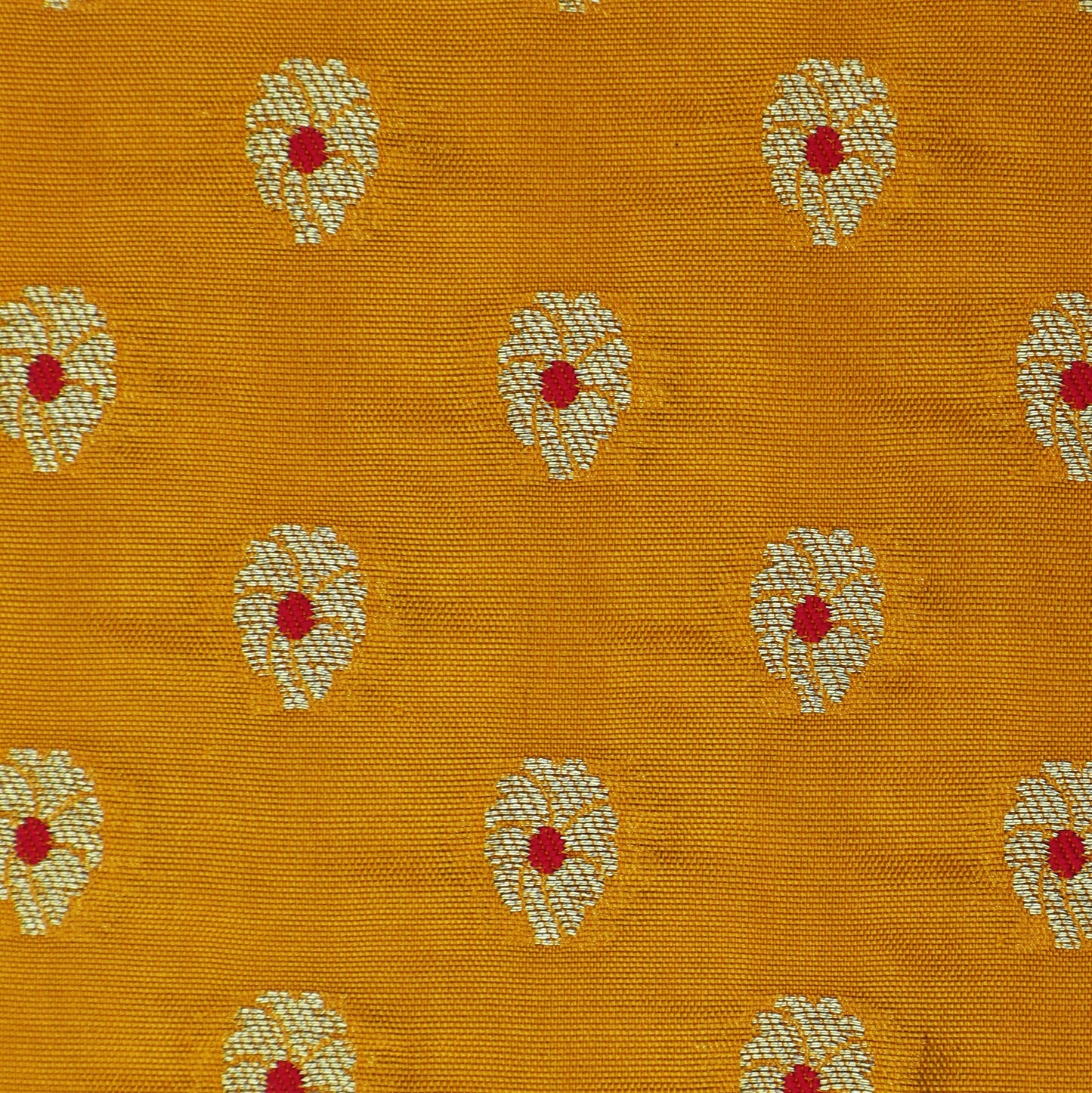 Yellow Color Katan Meena Booti Brocade Fabric