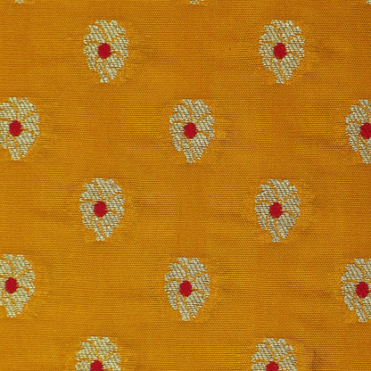 Yellow Color Katan Meena Booti Brocade Fabric