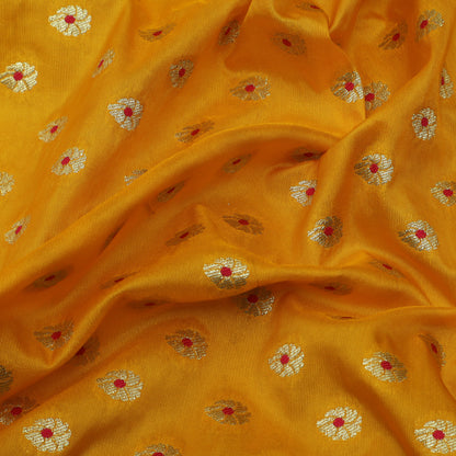 Yellow Color Katan Meena Booti Brocade Fabric