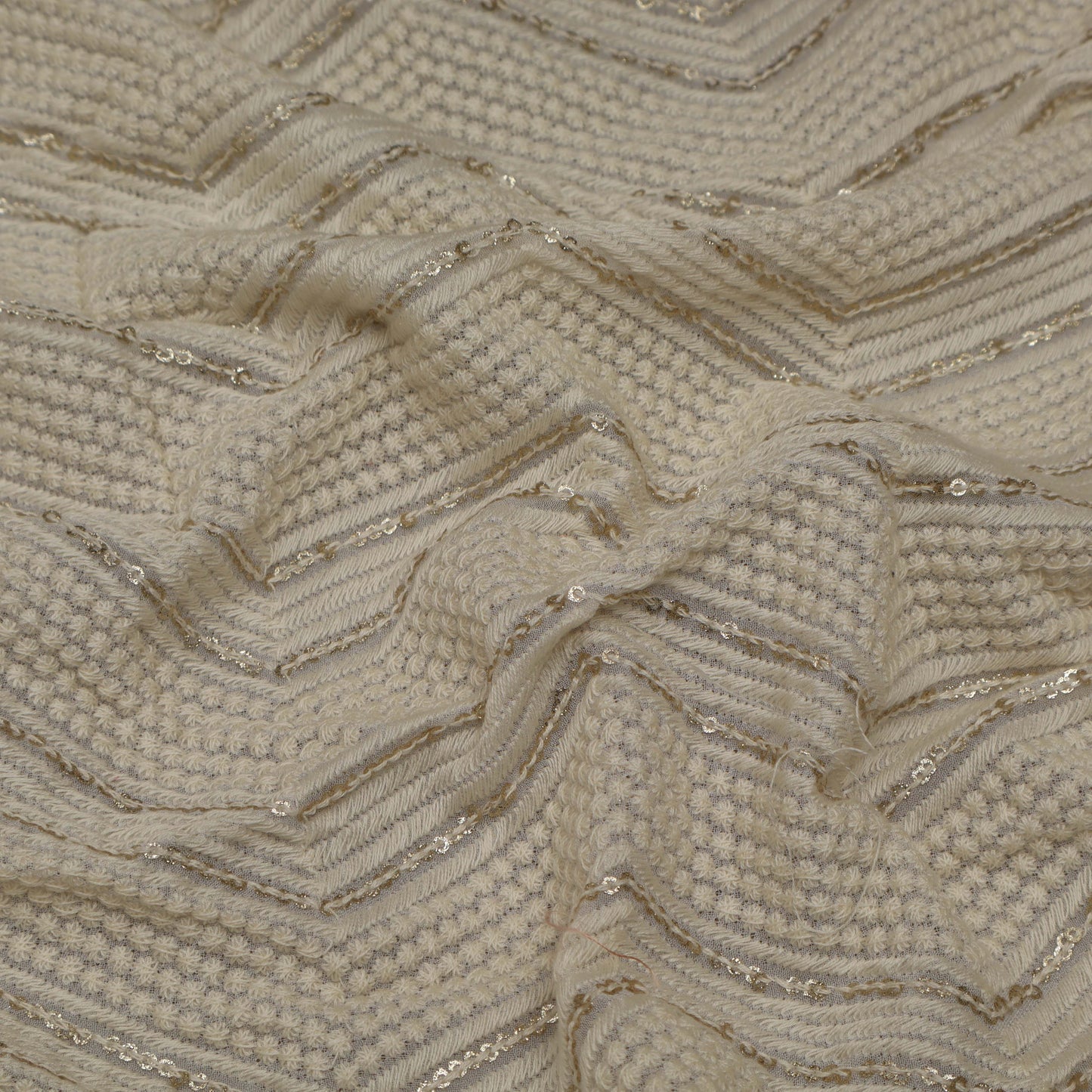 White Color Georgette  Embroidery Fabric