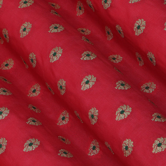 Gajri Color Katan Meena Brocade Fabric