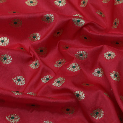 Gajri Color Katan Meena Brocade Fabric