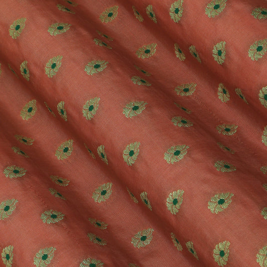 Peach Color Katan Meena Brocade Fabric