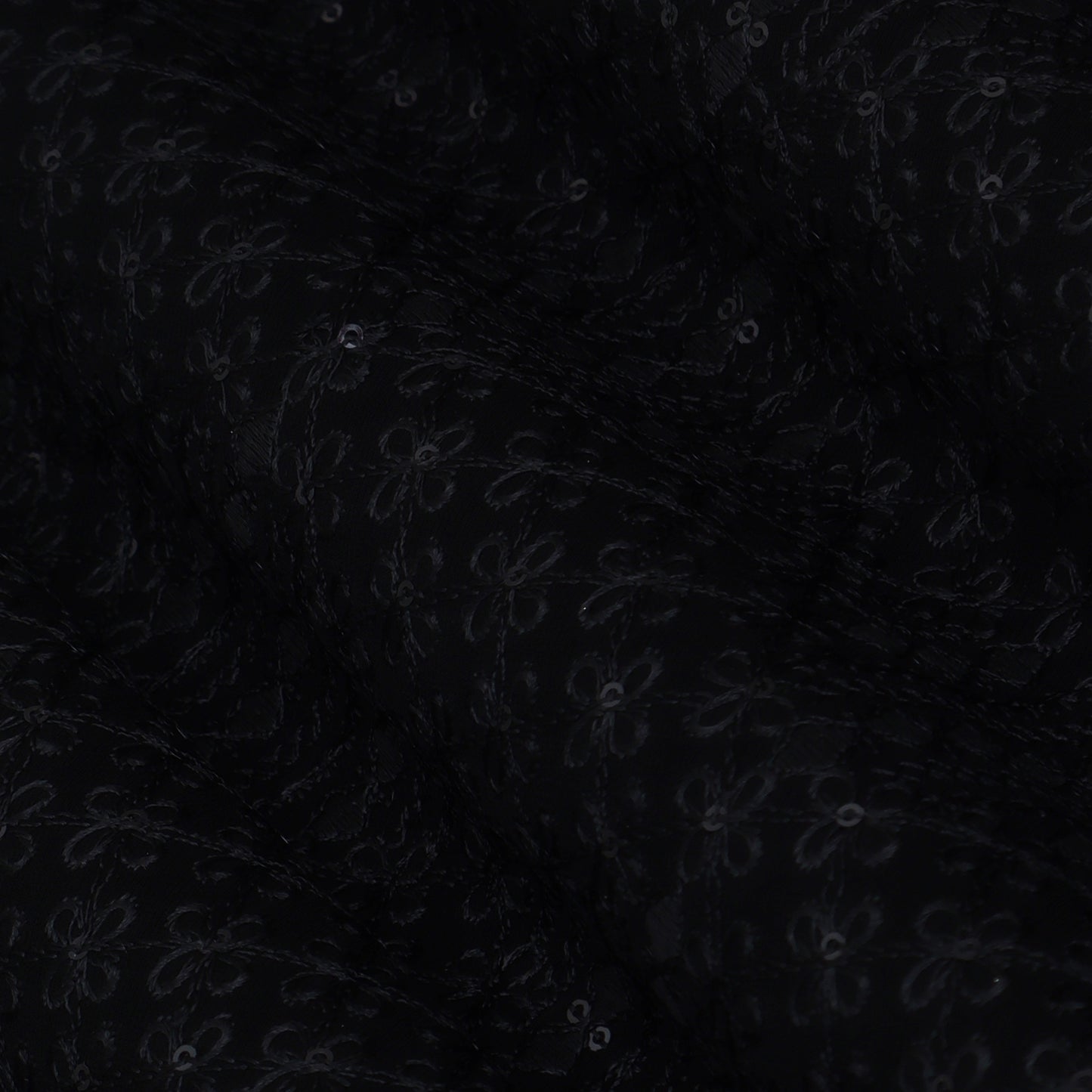 Black Color Banana Crepe Embroidery Fabric