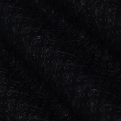 Black Color Banana Crepe Embroidery Fabric