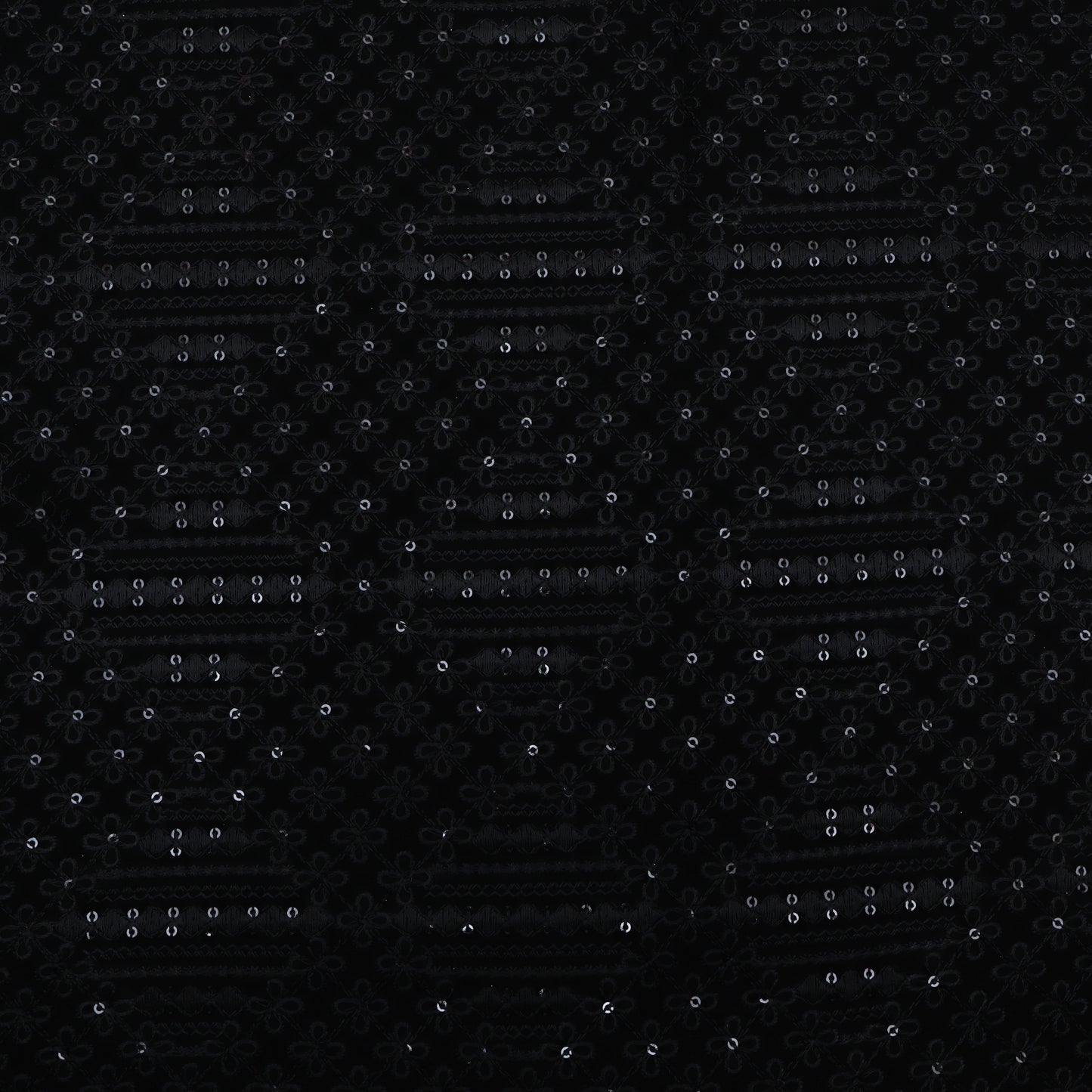 Black Color Banana Crepe Embroidery Fabric