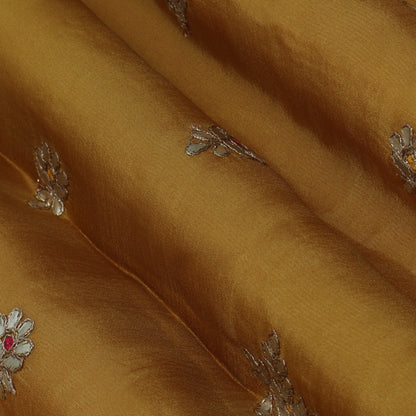 Mustard Color Tissue Boota Fabric