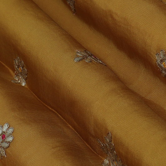 Mustard Color Tissue Boota Fabric