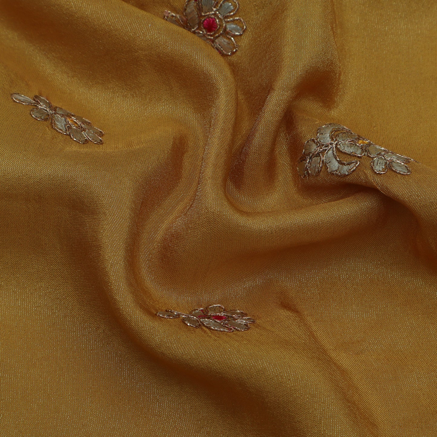 Mustard Color Tissue Boota Fabric