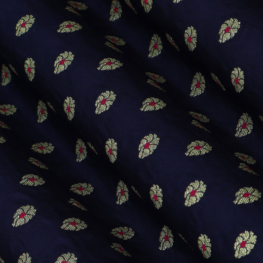Navy Blue Color Katan Meena Booti Brocade Fabric