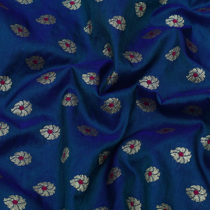 Teal Blue Color Katan Meena Booti Brocade Fabric