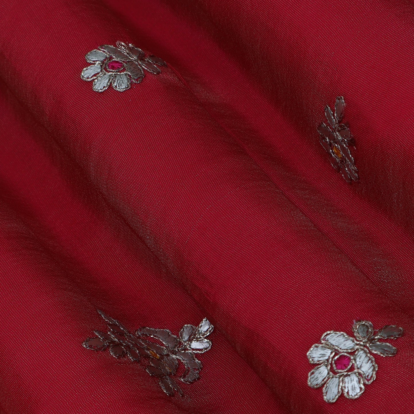 Magenta Color Tissue Boota Fabric