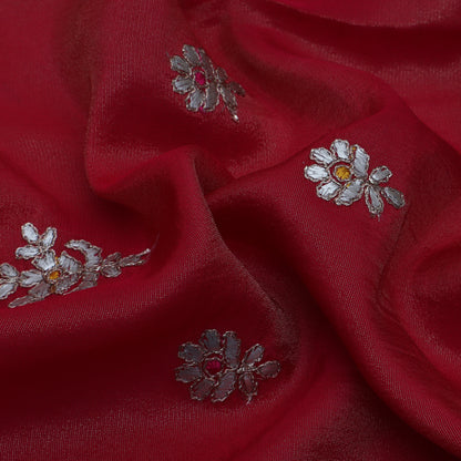 Magenta Color Tissue Boota Fabric