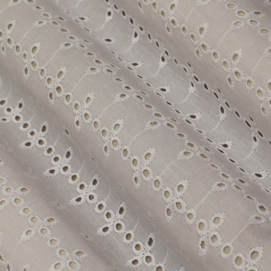 Cotton Chikan Embroidery Fabric