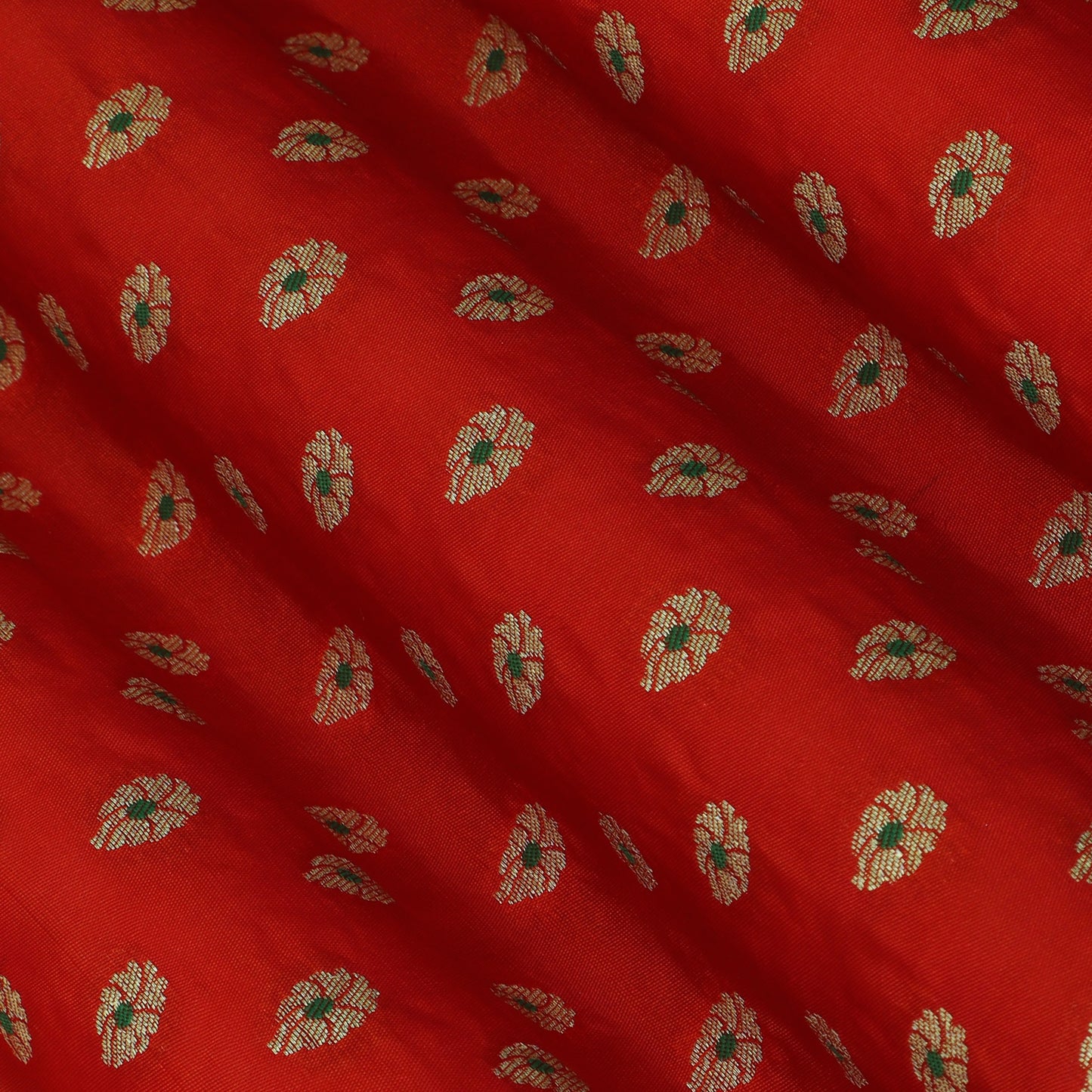 Orange Color Katan Meena Booti Brocade Fabric