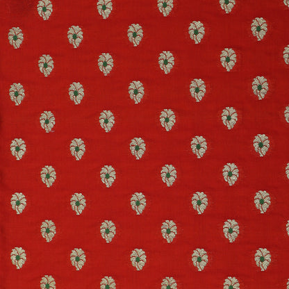 Orange Color Katan Meena Booti Brocade Fabric