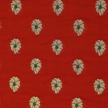 Orange Color Katan Meena Booti Brocade Fabric