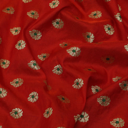 Orange Color Katan Meena Booti Brocade Fabric