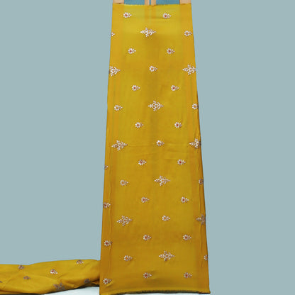 Yellow Color Tissue Boota Fabric