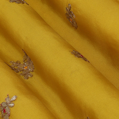 Yellow Color Tissue Boota Fabric