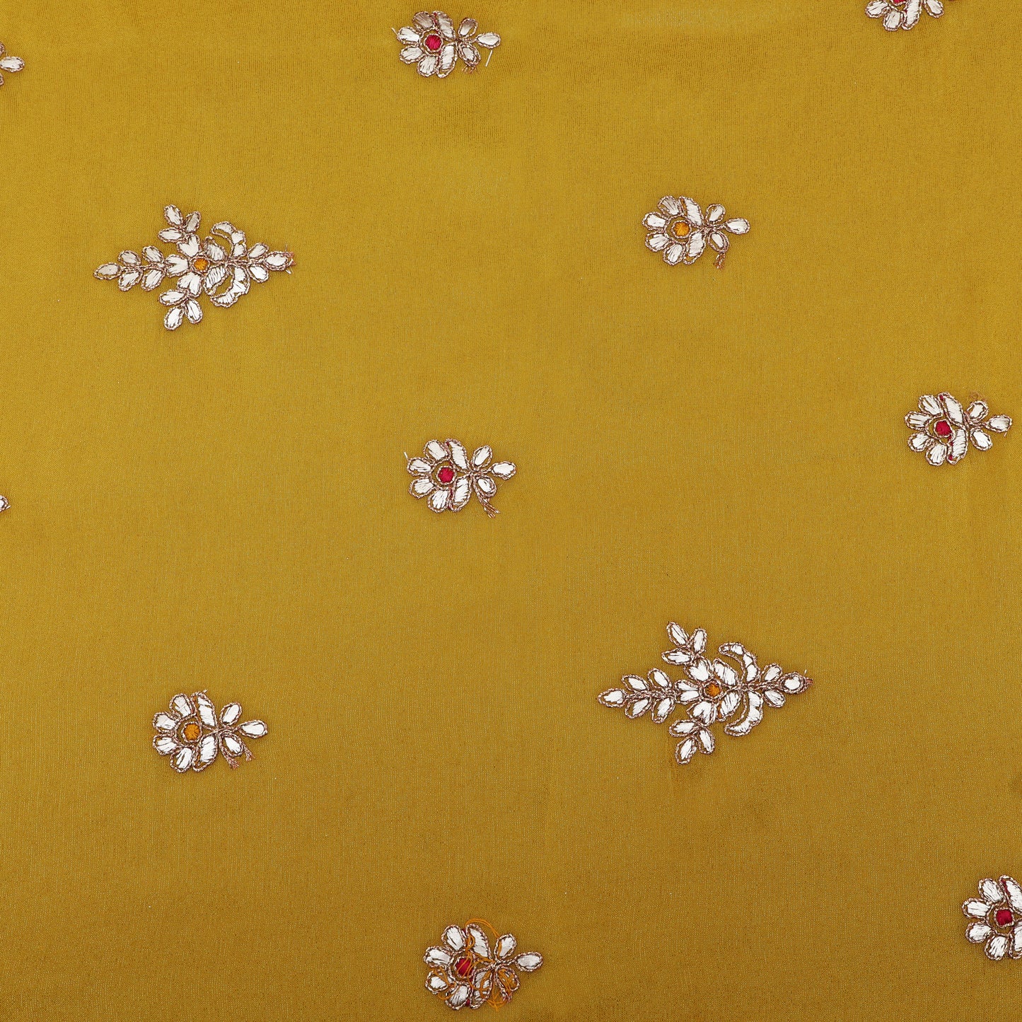 Yellow Color Tissue Boota Fabric