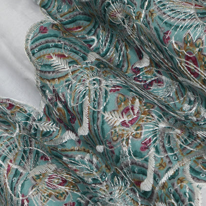 Sea Green Color Cotton Print Plazo Fabric