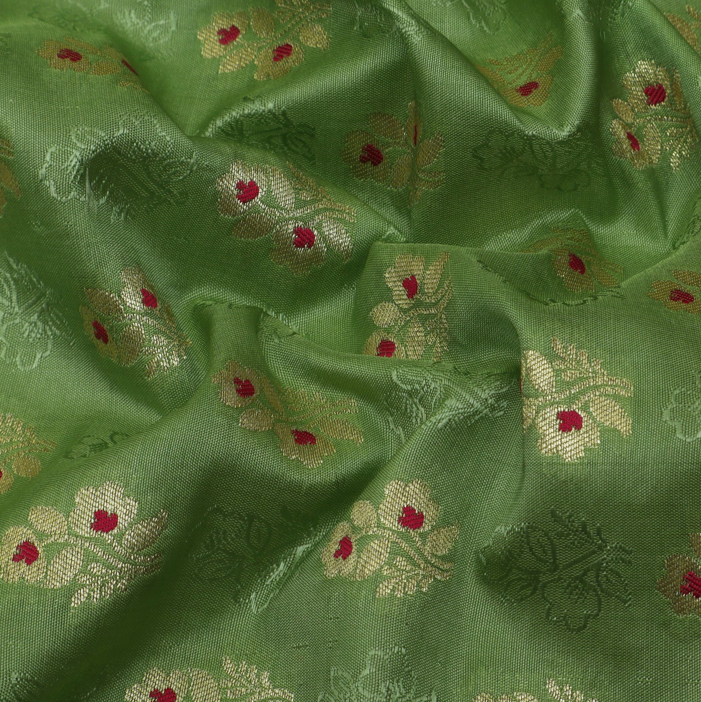 Pista Green Katan Meena Booti Brocade Fabric