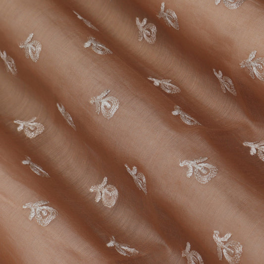 Colored Color Chanderi Embroidery Fabric