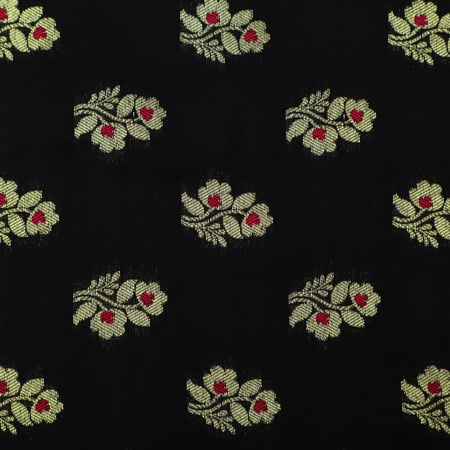 Black Color Katan Meena Booti Brocade Fabric