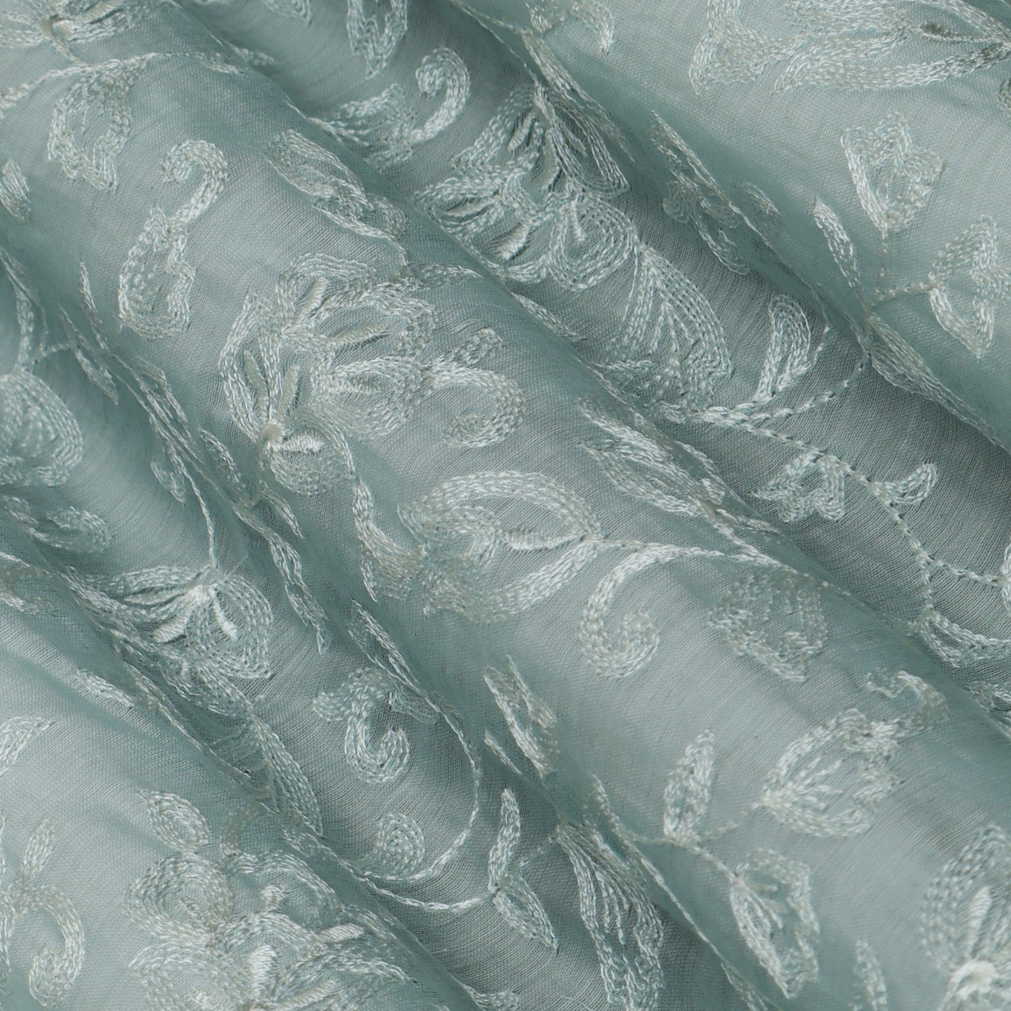 Colored Color Chanderi Embroidery Fabric