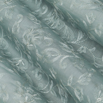Colored Color Chanderi Embroidery Fabric