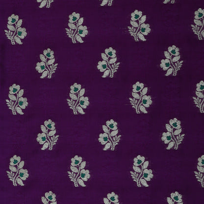 Purple Color Katan Meena Booti Brocade Fabric
