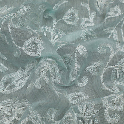 Colored Color Chanderi Embroidery Fabric