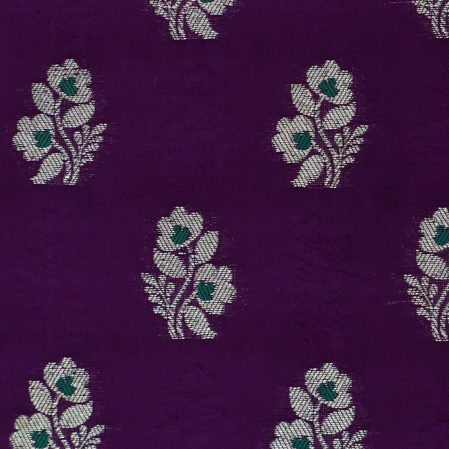 Purple Color Katan Meena Booti Brocade Fabric