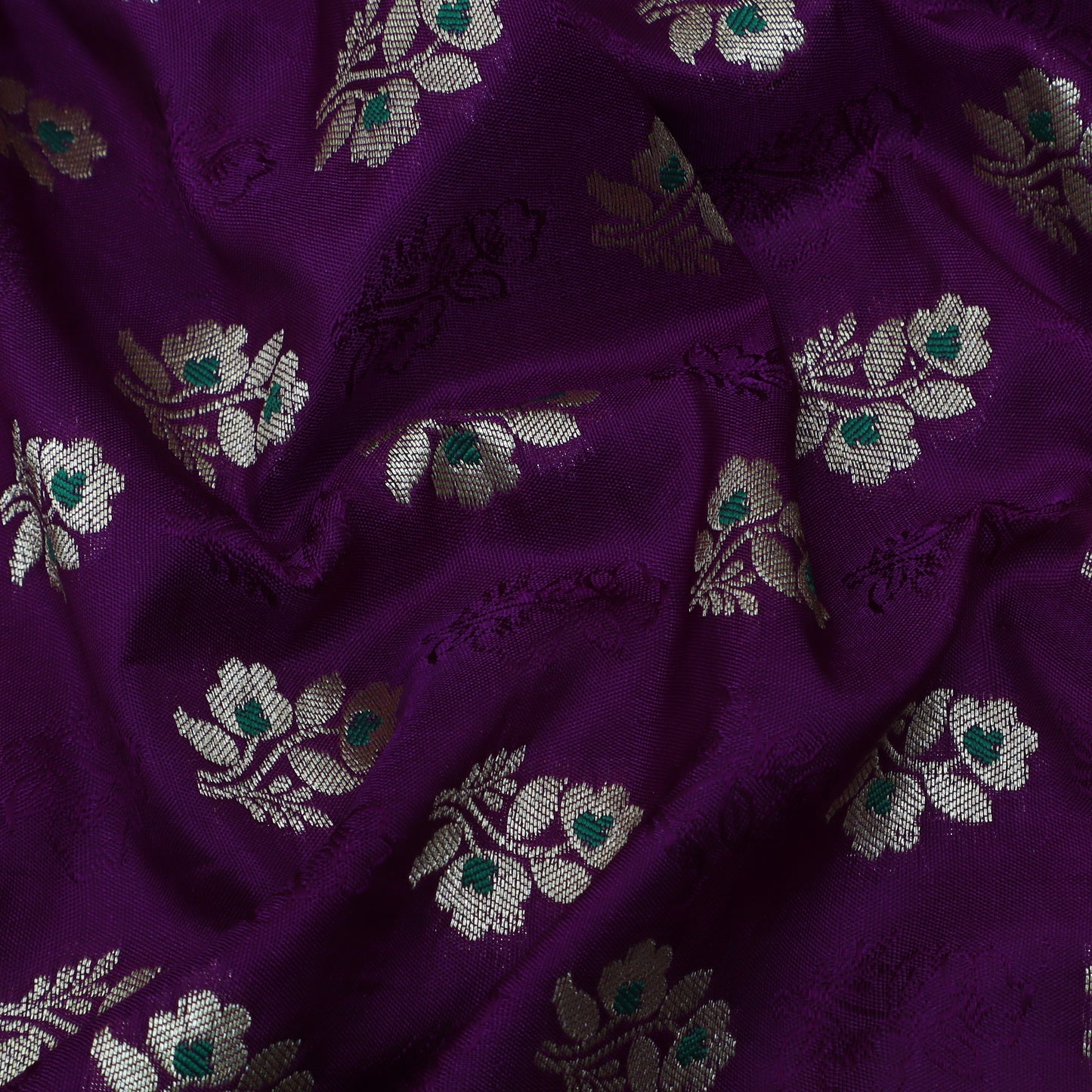 Purple Color Katan Meena Booti Brocade Fabric