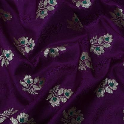 Purple Color Katan Meena Booti Brocade Fabric