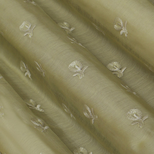 Colored Color Chanderi Embroidery Fabric