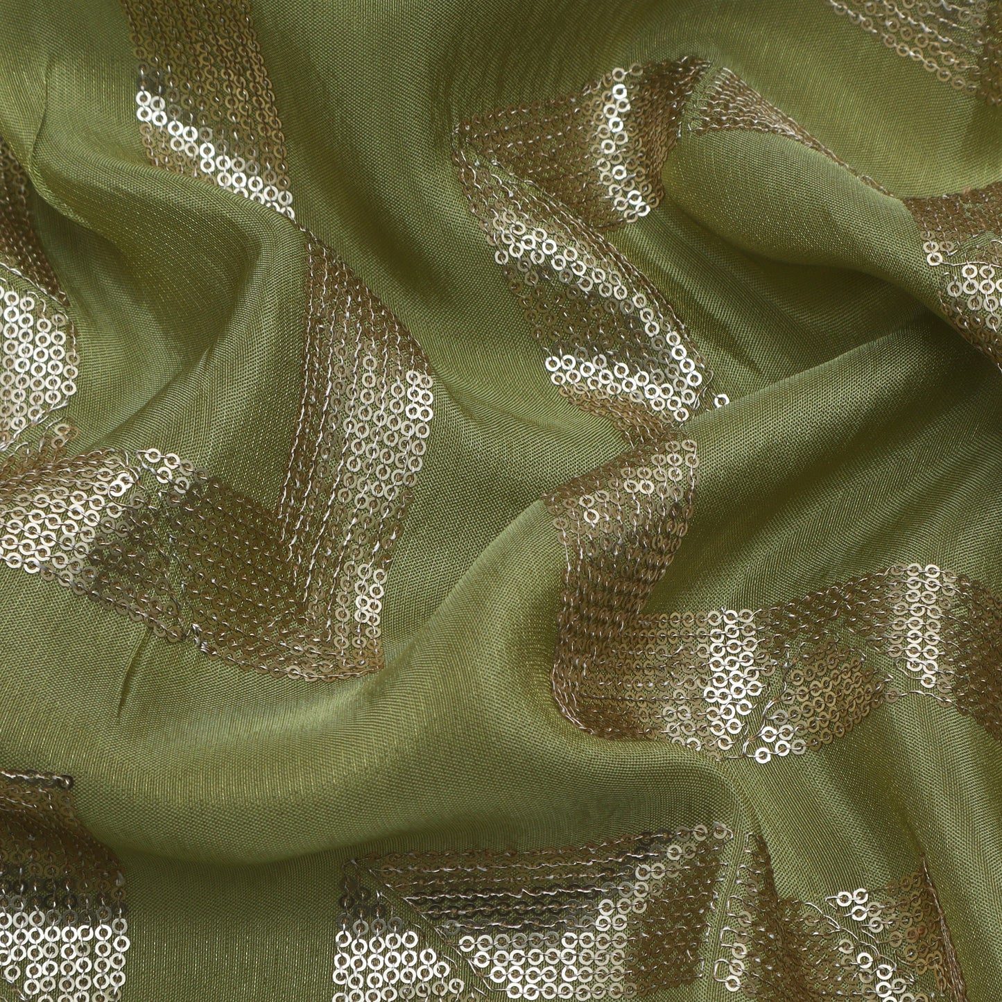 Pista Green Color Tissue Embroidery Fabric