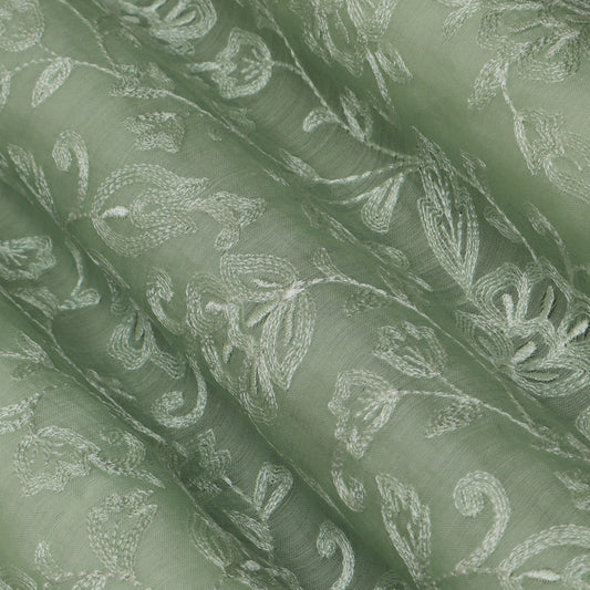 Colored Color Chanderi Embroidery Fabric