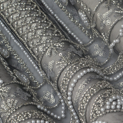 Black Color Net Sequince Embroidery Fabric