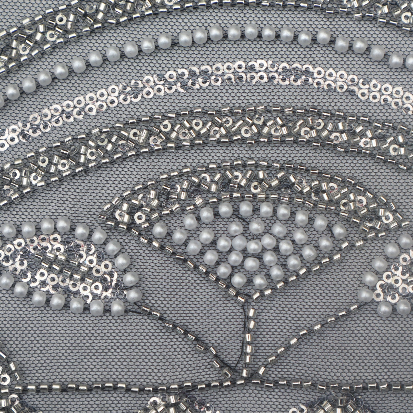 Black Color Net Sequince Embroidery Fabric