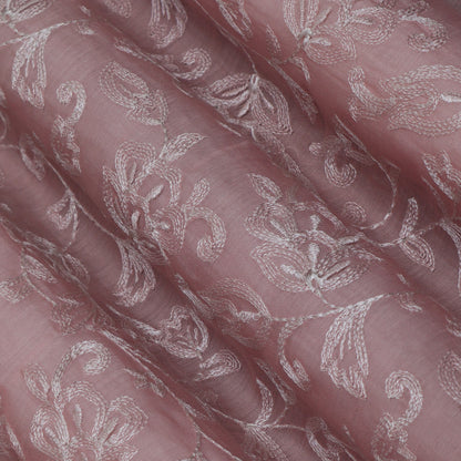 Colored Color Chanderi Embroidery Fabric
