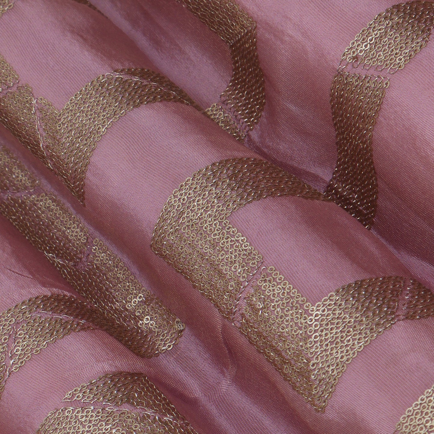 Pink Color Tissue Embroidery Fabric