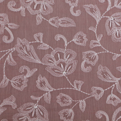 Colored Color Chanderi Embroidery Fabric