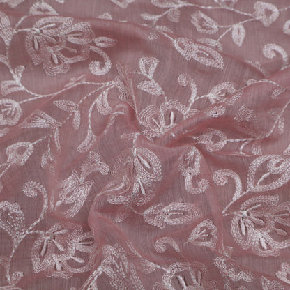 Colored Color Chanderi Embroidery Fabric