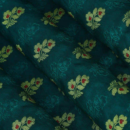 Rama Green Color Katan Meena Booti Brocade Fabric
