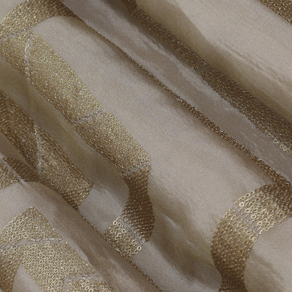 Beige Color Tissue Embroidery Fabric