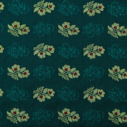 Rama Green Color Katan Meena Booti Brocade Fabric
